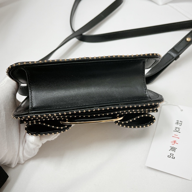 莉亞精品♡Ferragamo 蝴蝶結斜背包 黑色 二手-6