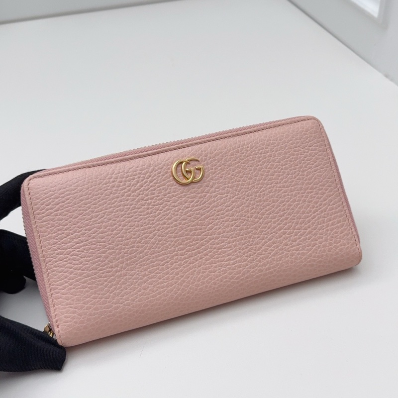 99新古馳GUCCI粉色全皮長款錢包錢夾-1