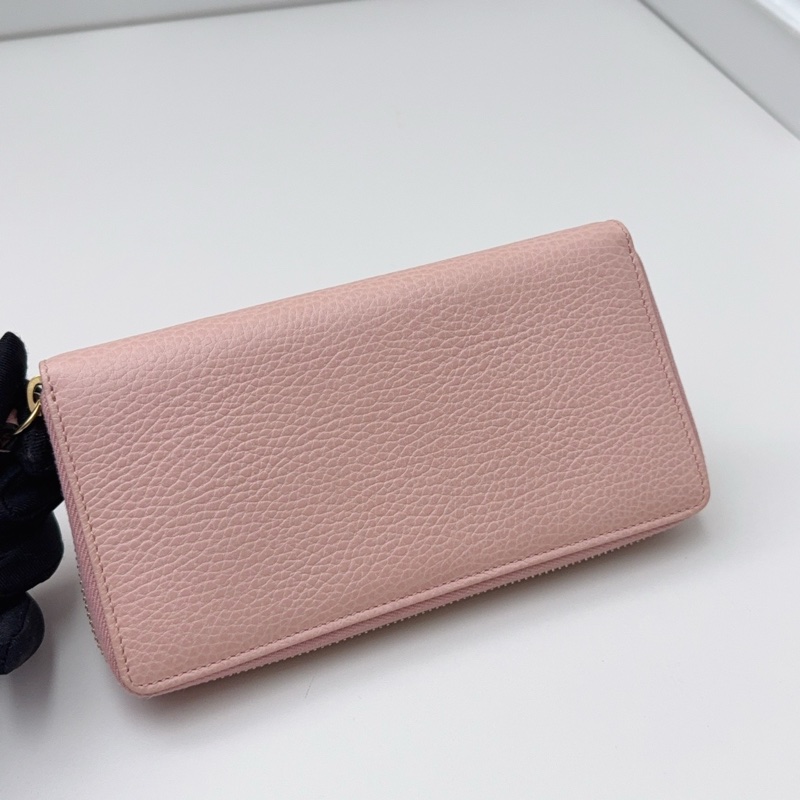 99新古馳GUCCI粉色全皮長款錢包錢夾-6