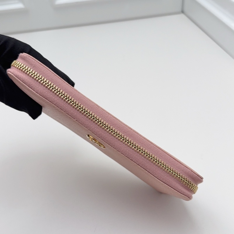 99新古馳GUCCI粉色全皮長款錢包錢夾-7