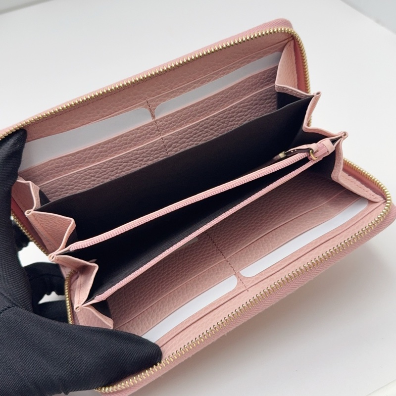 99新古馳GUCCI粉色全皮長款錢包錢夾-9