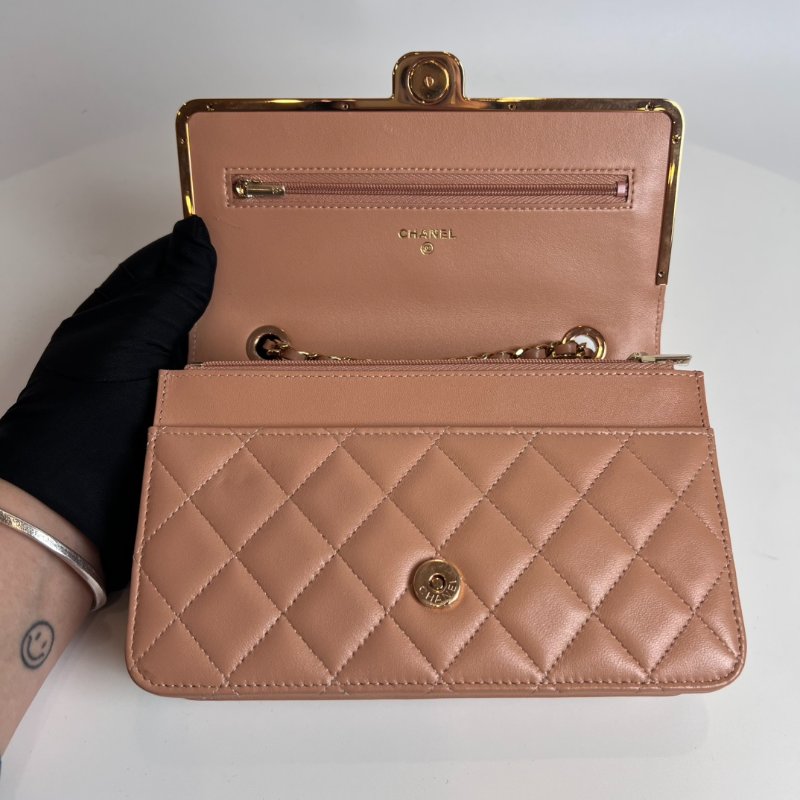 CHANEL 玫瑰金邊裸粉WOC AP2876/晶片款-5