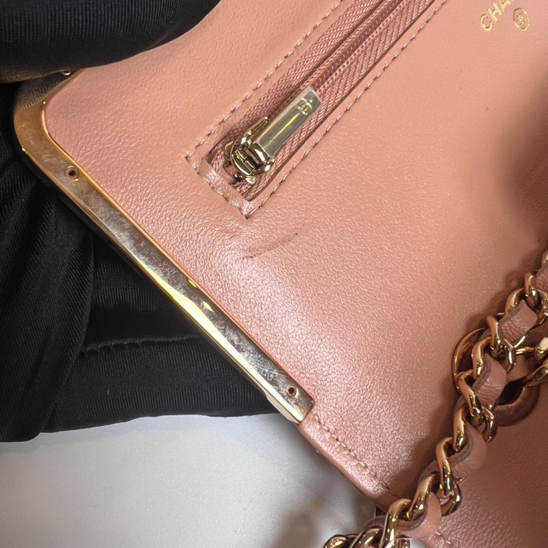CHANEL 玫瑰金邊裸粉WOC AP2876/晶片款-8