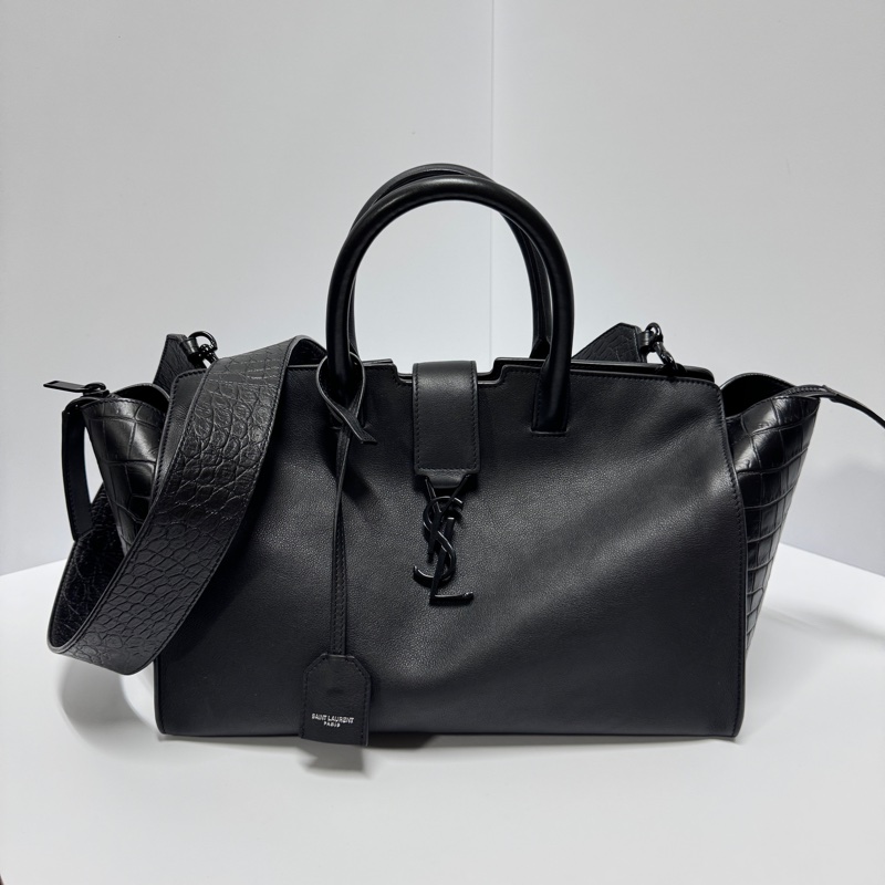 （極新🎁 超稀有） YSL “so black” 全黑鱷魚紋 斜背包 專櫃13萬！-30