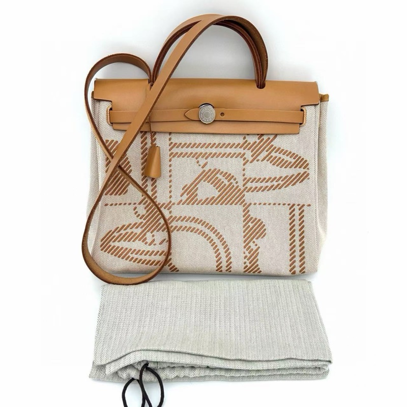 「JL精品代購」hermes herbag31塗鴉款 帆布拼皮2way-0