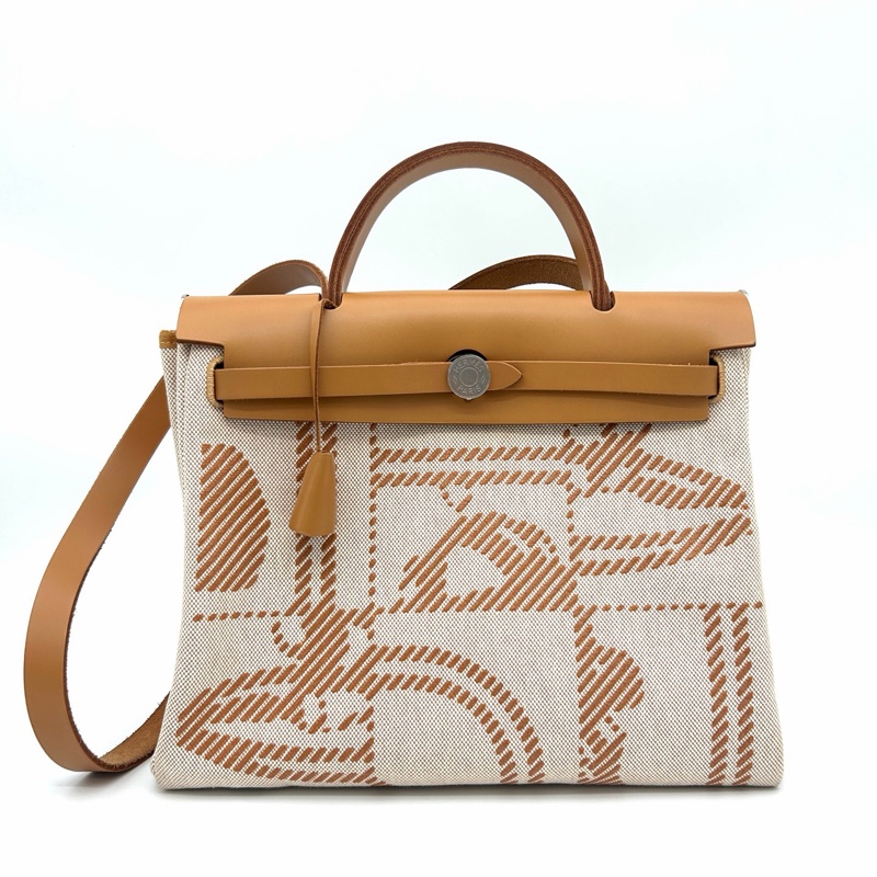 「JL精品代購」hermes herbag31塗鴉款 帆布拼皮2way-2