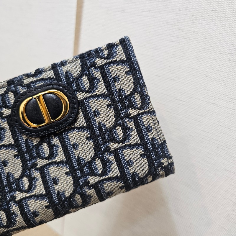 [品況極新❣️] Dior藍緹布金釦Montaigne30 Dahlia短夾-2