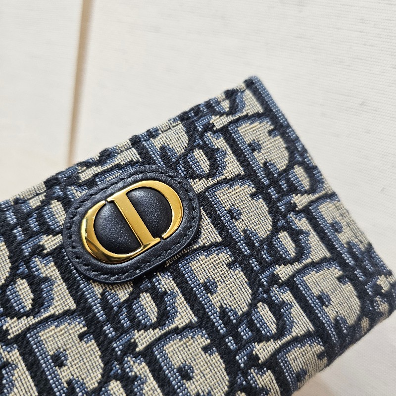 [品況極新❣️] Dior藍緹布金釦Montaigne30 Dahlia短夾-3