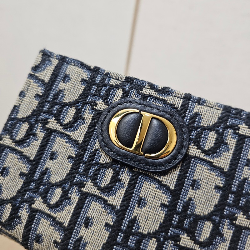 [品況極新❣️] Dior藍緹布金釦Montaigne30 Dahlia短夾-14