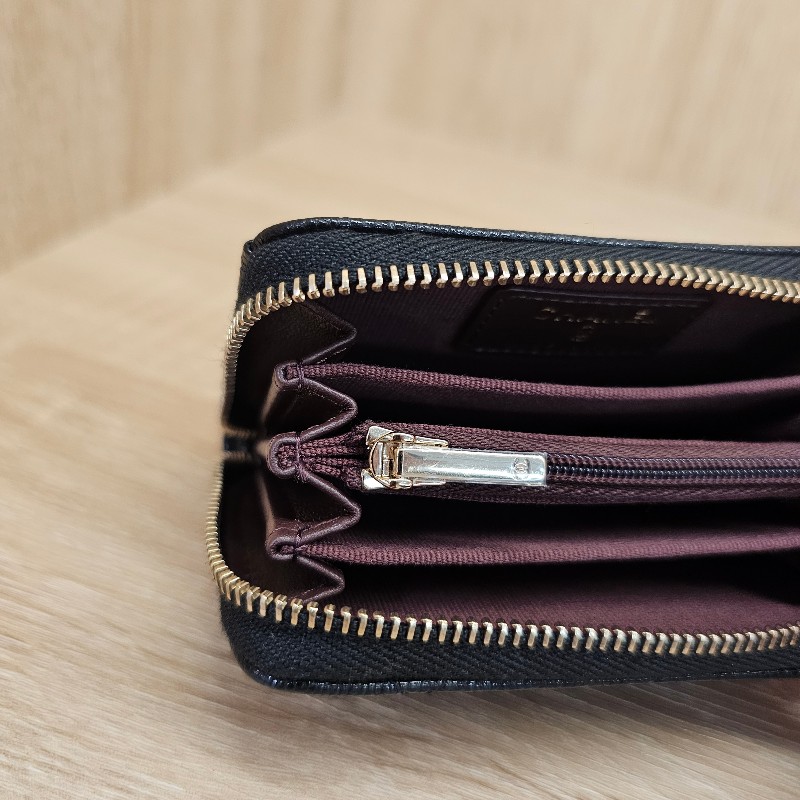 [品況新新款❣️] Chanel黑荔枝皮金釦內拉鏈零錢卡包-11