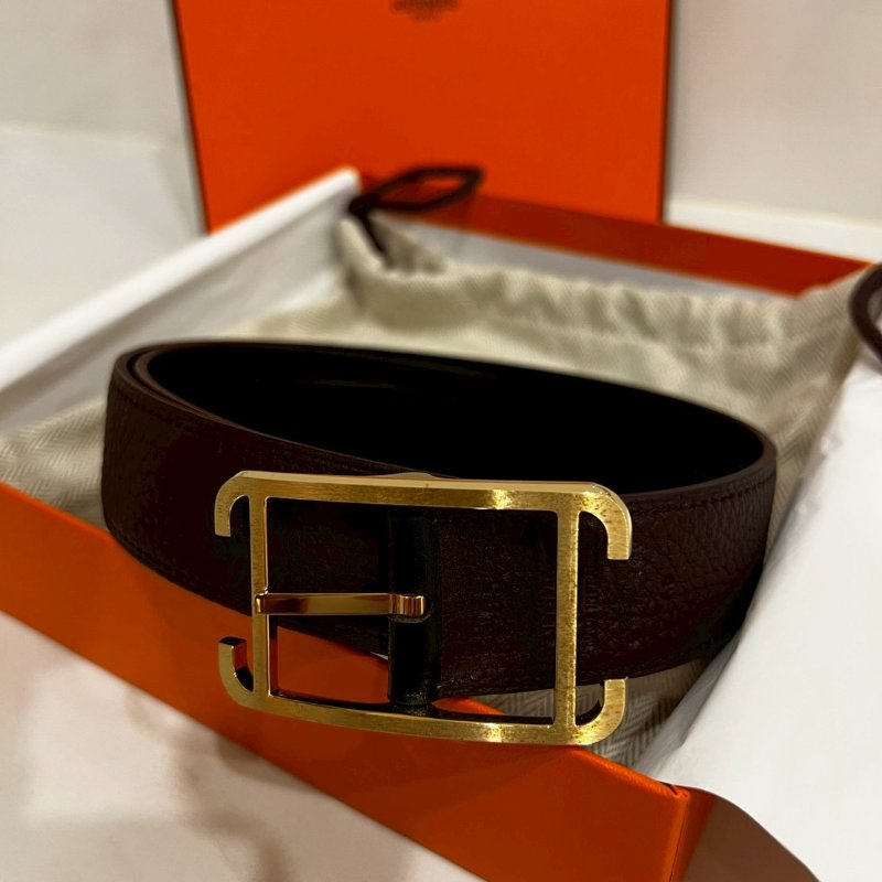 Hermès 愛馬仕 全新男款雙面金扣皮帶CAPE COD BOX/TOGO 95-0
