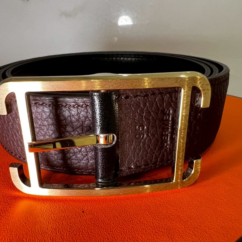 Hermès 愛馬仕 全新男款雙面金扣皮帶CAPE COD BOX/TOGO 95-2