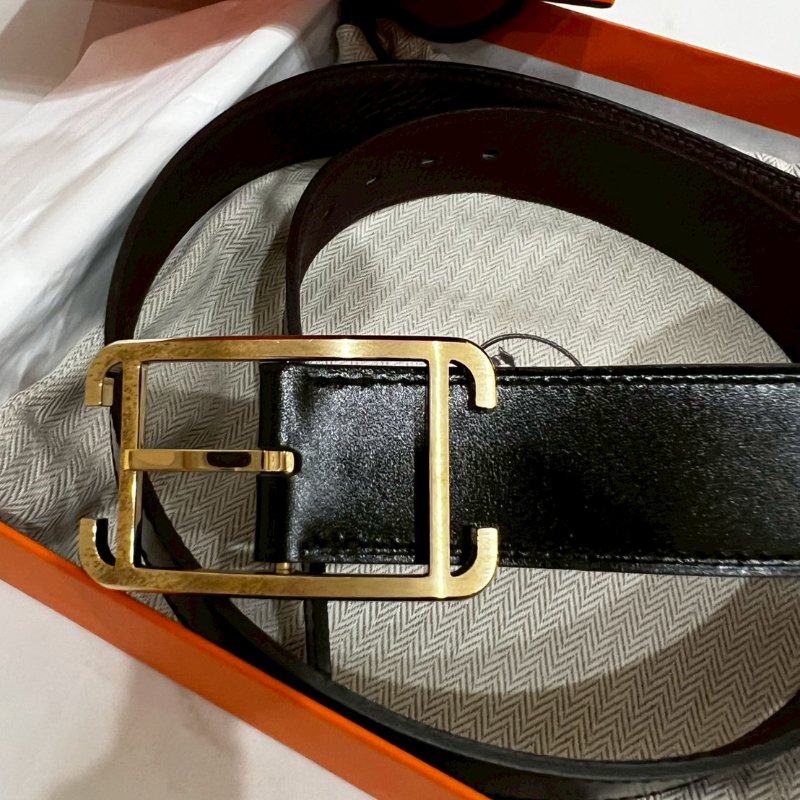 Hermès 愛馬仕 全新男款雙面金扣皮帶CAPE COD BOX/TOGO 95-5