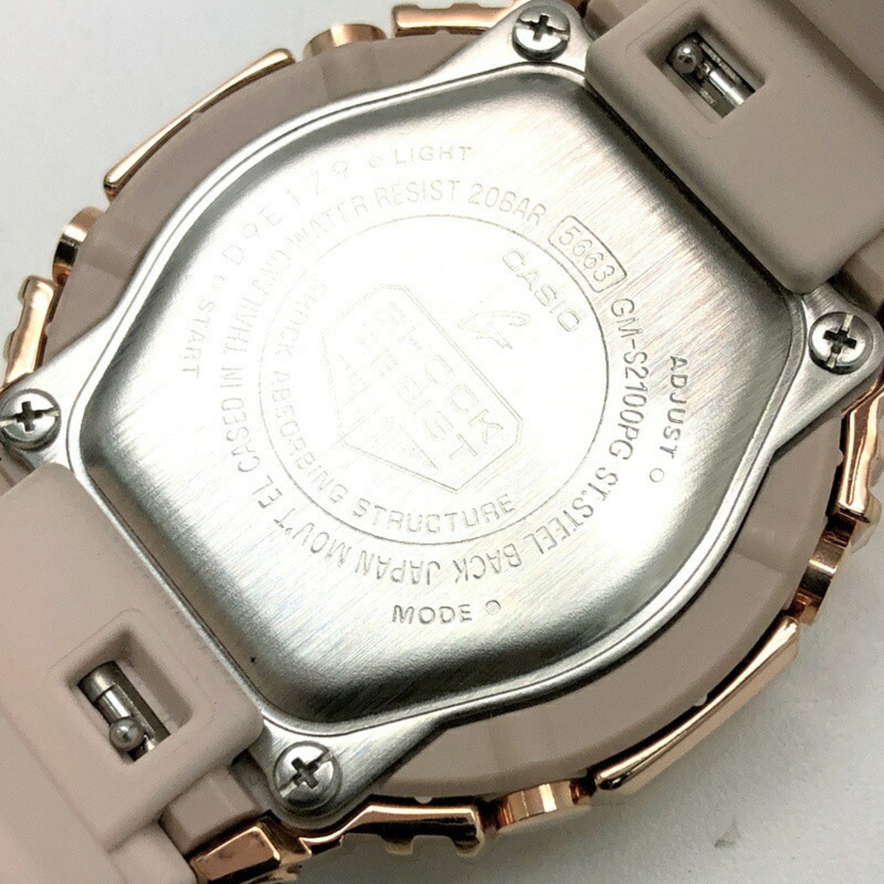 卡西歐 G-SHOCK GM-S2100PG-4A 金屬錶殼中型緊湊型腕錶，採用卡西歐橡木八角形錶殼、雙 LED 照明、粉金 IP 鍍層指針/數位雙顯，2023 年 8 月發售，Mikunigaoka 商店，ITA56SJ5HNVG-7