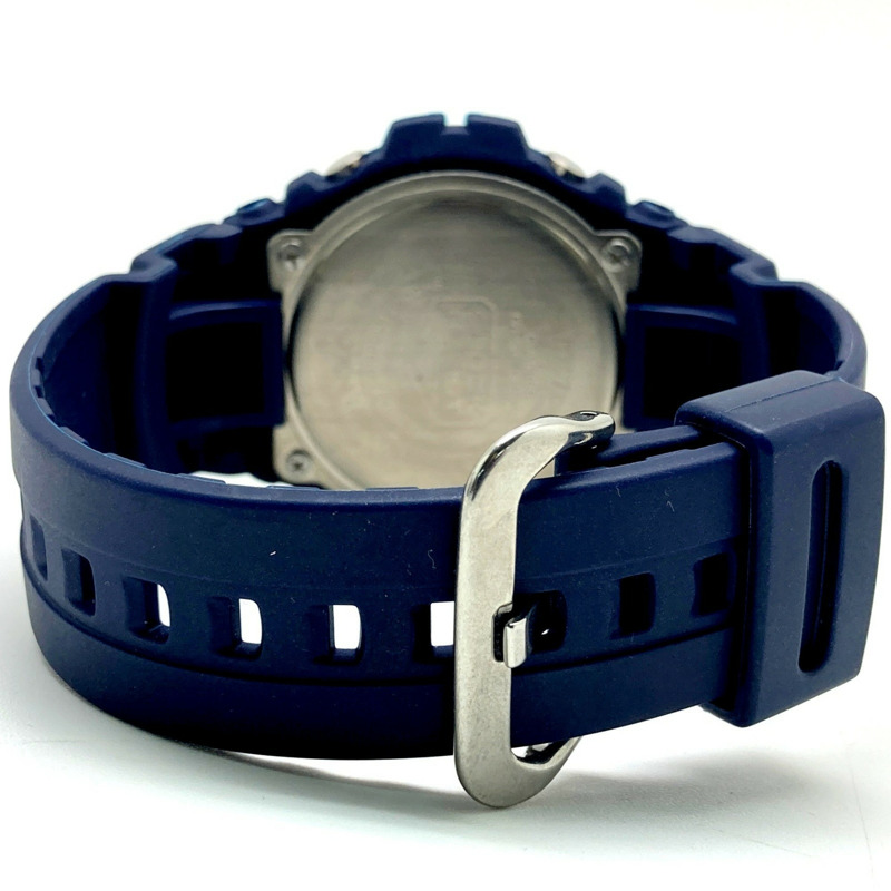 卡西歐 G-SHOCK G-100-2BM 海軍藍腕錶，附避震曲線，黃色錶盤，指針/數位雙顯，2000 年 2 月發布，Mikunigaoka 商店，IT3NKDIWG4-5