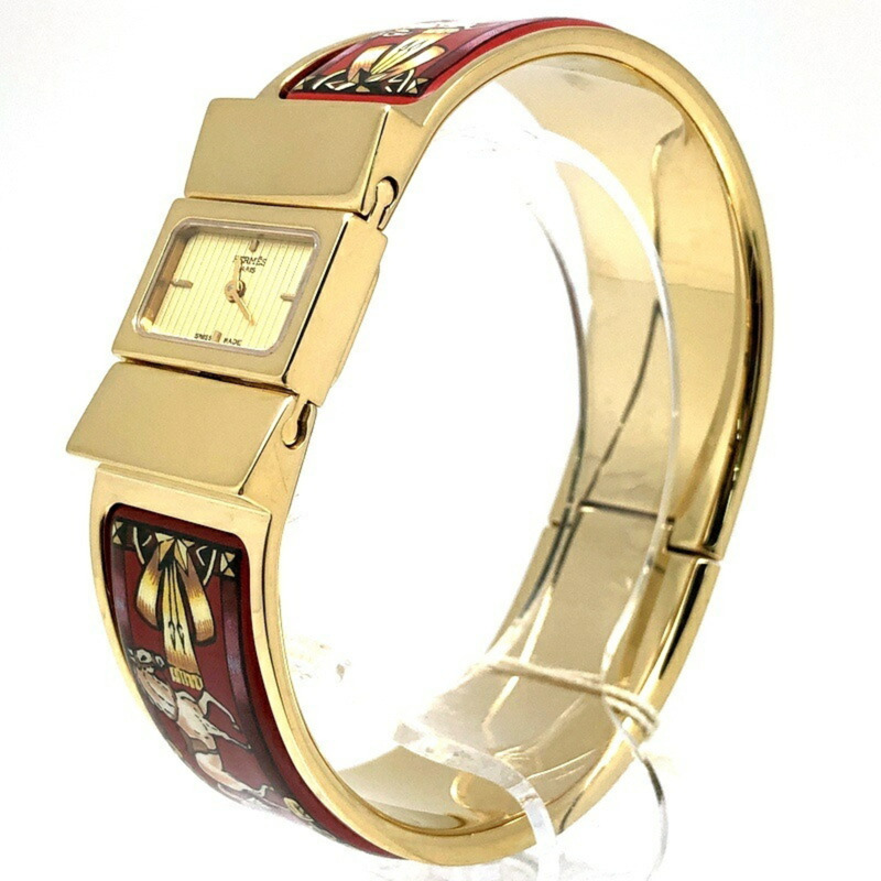 愛馬仕 L01.201 Rocé GP 手鐲腕錶，金質石英機芯，琺瑯彩飾，女士模擬錶帶腕錶，Mikunigaoka 專賣店，ITFUFNY1I6L1，RM0205T-2