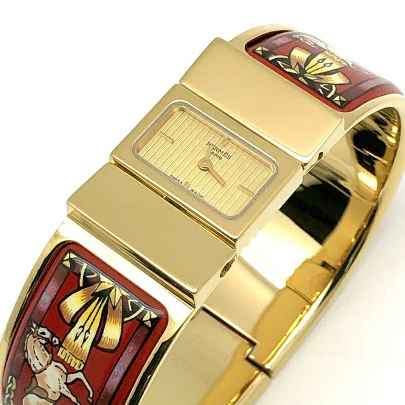 愛馬仕 L01.201 Rocé GP 手鐲腕錶，金質石英機芯，琺瑯彩飾，女士模擬錶帶腕錶，Mikunigaoka 專賣店，ITFUFNY1I6L1，RM0205T-3