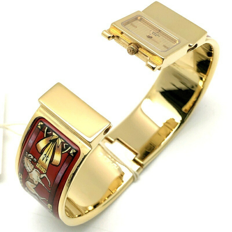 愛馬仕 L01.201 Rocé GP 手鐲腕錶，金質石英機芯，琺瑯彩飾，女士模擬錶帶腕錶，Mikunigaoka 專賣店，ITFUFNY1I6L1，RM0205T-6