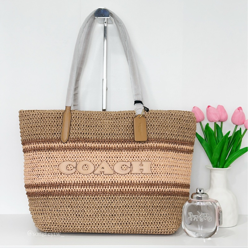 Coach 夏日必備 草編托特包-0