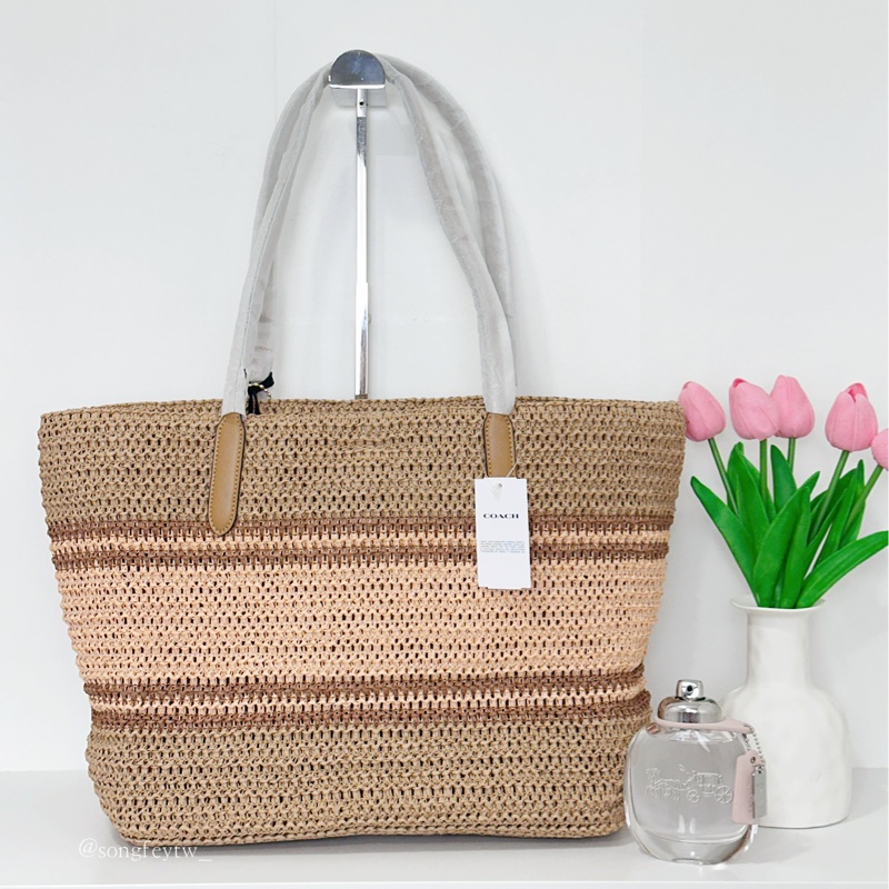 Coach 夏日必備 草編托特包-2