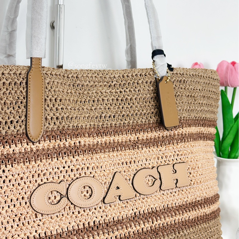 Coach 夏日必備 草編托特包-3