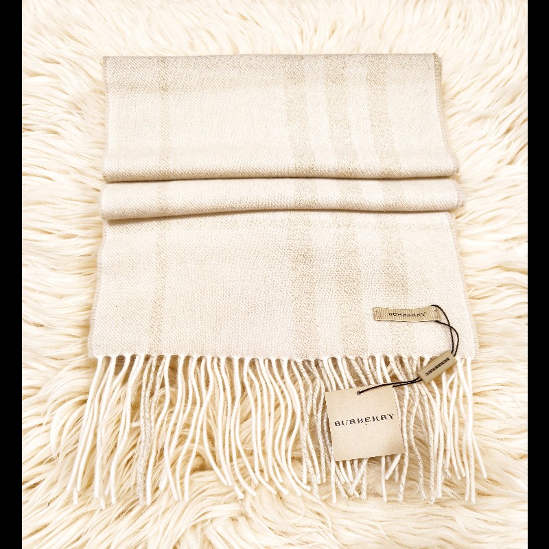 Burberry 金絲格紋羊毛圍巾-0