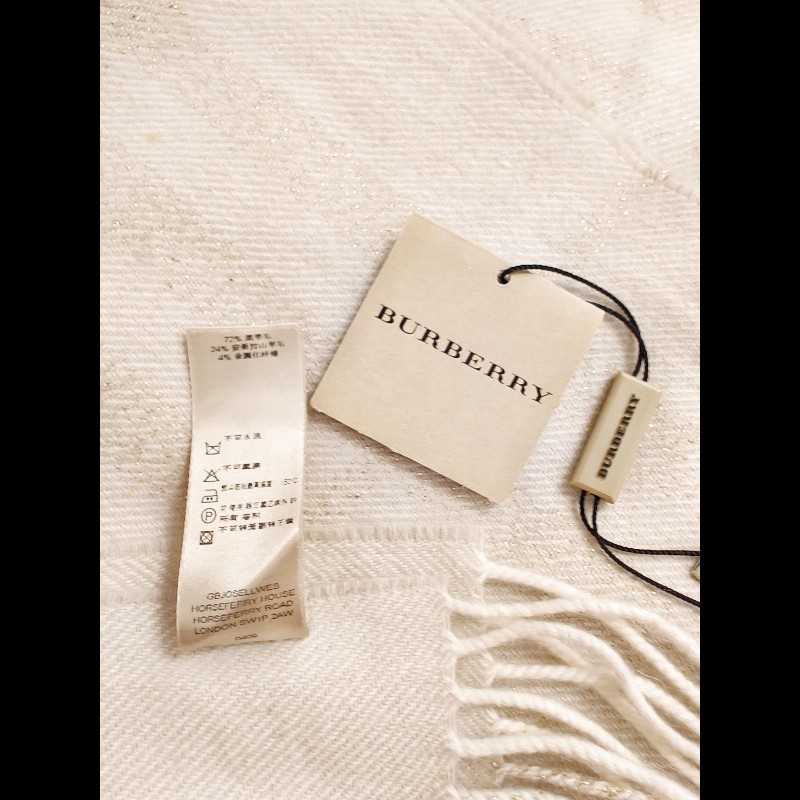 Burberry 金絲格紋羊毛圍巾-3