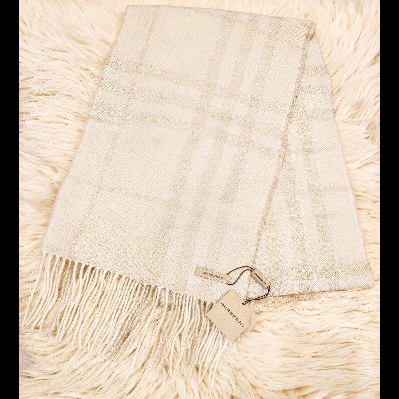 Burberry 金絲格紋羊毛圍巾-5