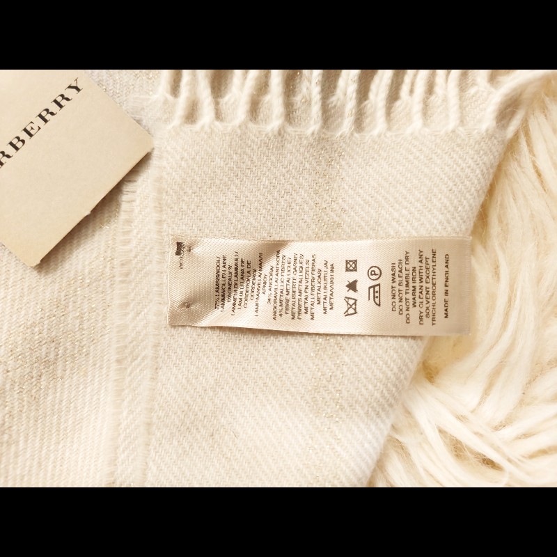 Burberry 金絲格紋羊毛圍巾-6