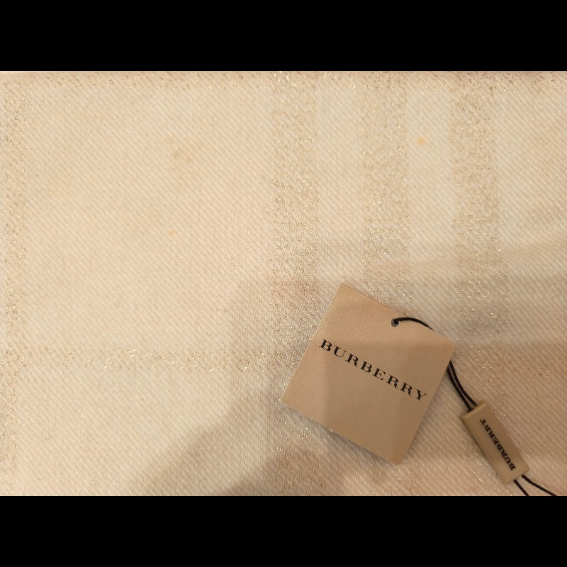 Burberry 金絲格紋羊毛圍巾-10