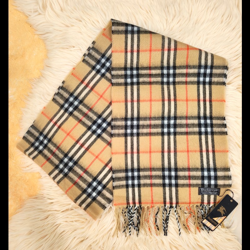 Burberry 經典駝色格紋羊毛圍巾-5