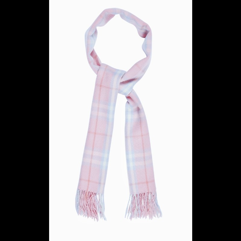 Burberry 粉色格紋羊毛圍巾-0