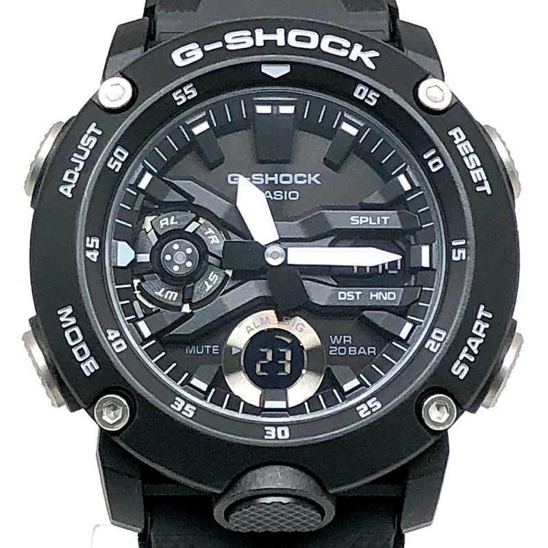 Casio G-SHOCK GA-2000S-1A 手錶，碳纖維核心防護結構，雙 LED 照明，滑動式錶帶，指針/數位雙顯，黑色單色錶盤，2019 年 3 月發售，Kaizuka 商店，ITG2YMKEYT6O-0