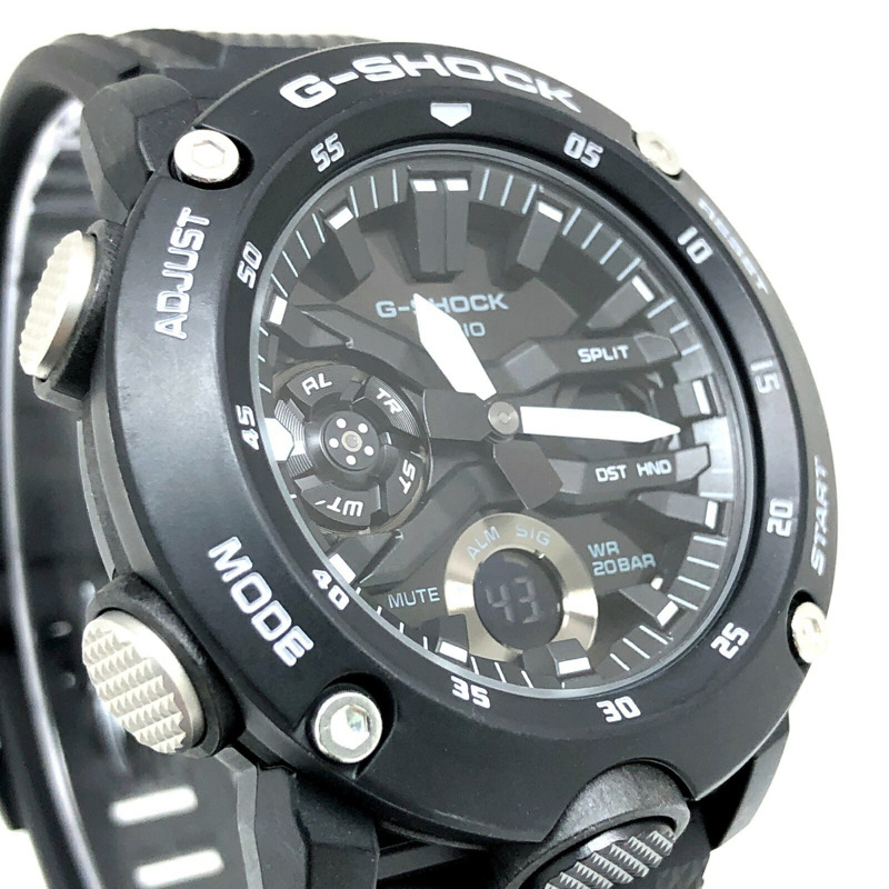 Casio G-SHOCK GA-2000S-1A 手錶，碳纖維核心防護結構，雙 LED 照明，滑動式錶帶，指針/數位雙顯，黑色單色錶盤，2019 年 3 月發售，Kaizuka 商店，ITG2YMKEYT6O-3