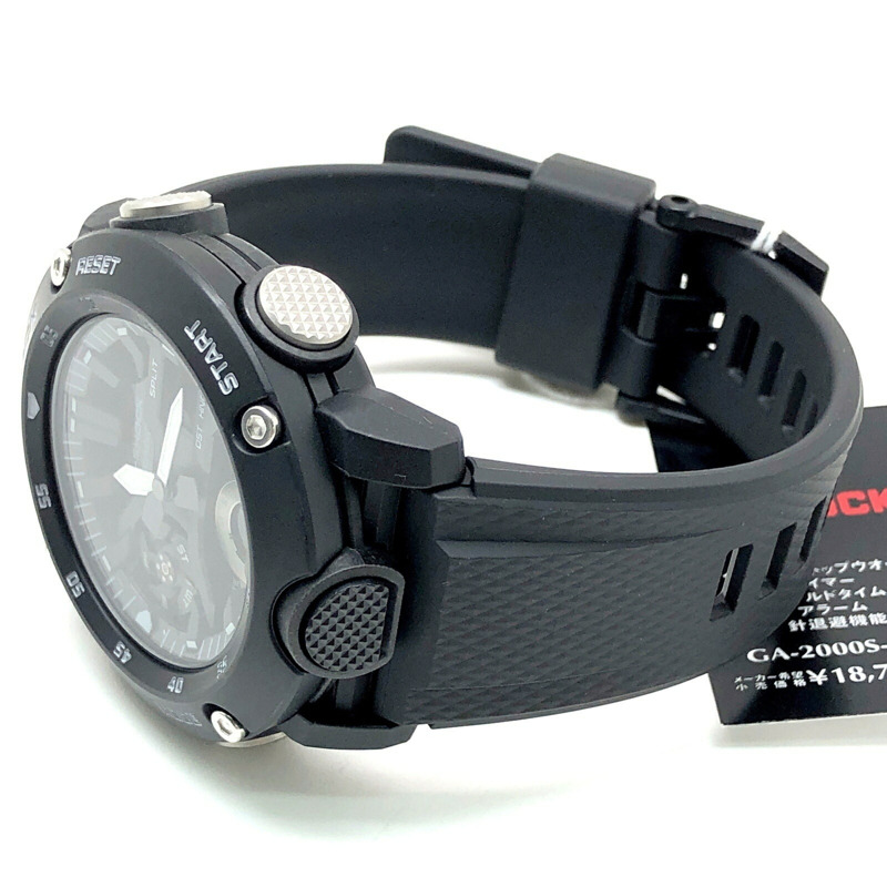 Casio G-SHOCK GA-2000S-1A 手錶，碳纖維核心防護結構，雙 LED 照明，滑動式錶帶，指針/數位雙顯，黑色單色錶盤，2019 年 3 月發售，Kaizuka 商店，ITG2YMKEYT6O-4