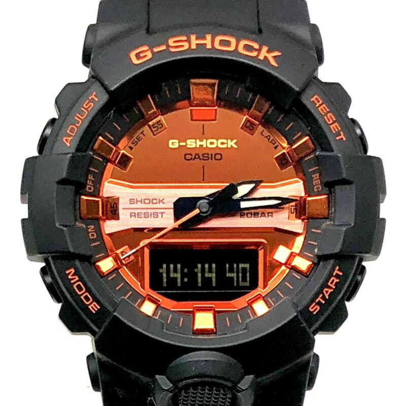卡西歐 G-SHOCK GA-800BR-1A 亮橘色指針/數位雙顯中型腕錶，金屬霧面黑錶殼，雙 LED 背光。 2018 年 11 月發售。海塚店。 ITNFB0HMX0G4。-0