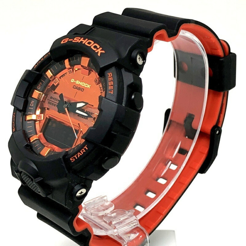 卡西歐 G-SHOCK GA-800BR-1A 亮橘色指針/數位雙顯中型腕錶，金屬霧面黑錶殼，雙 LED 背光。 2018 年 11 月發售。海塚店。 ITNFB0HMX0G4。-2