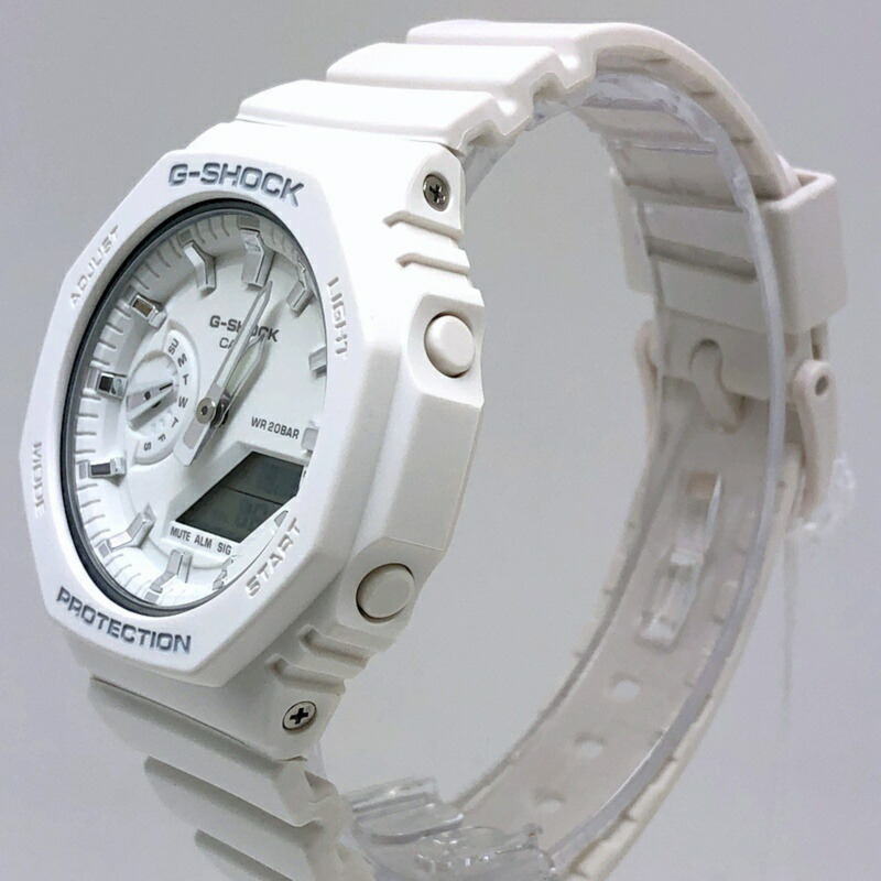 卡西歐 G-SHOCK GMA-S2100-7A 中型手錶，卡西歐橡木八角形錶殼，碳纖維核心防護結構，雙 LED 照明，白色，指針/數位雙顯，2021 年 3 月發售，海塚商店，ITHGWRNLPQF4-2