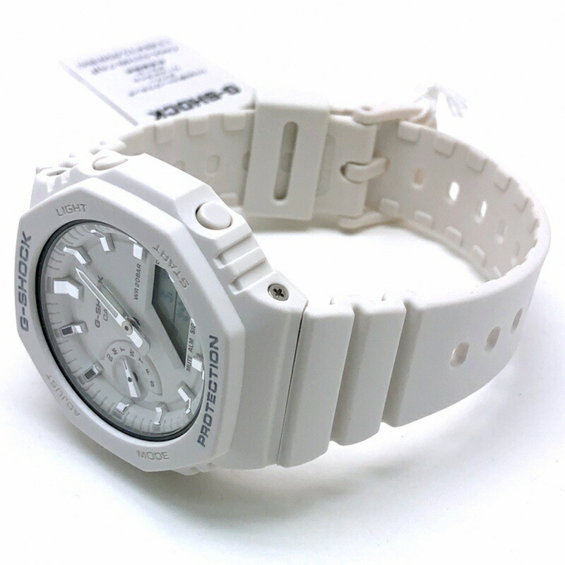 卡西歐 G-SHOCK GMA-S2100-7A 中型手錶，卡西歐橡木八角形錶殼，碳纖維核心防護結構，雙 LED 照明，白色，指針/數位雙顯，2021 年 3 月發售，海塚商店，ITHGWRNLPQF4-4