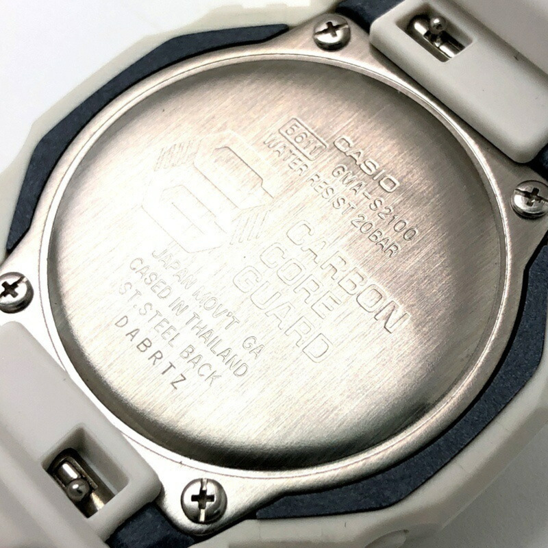 卡西歐 G-SHOCK GMA-S2100-7A 中型手錶，卡西歐橡木八角形錶殼，碳纖維核心防護結構，雙 LED 照明，白色，指針/數位雙顯，2021 年 3 月發售，海塚商店，ITHGWRNLPQF4-7