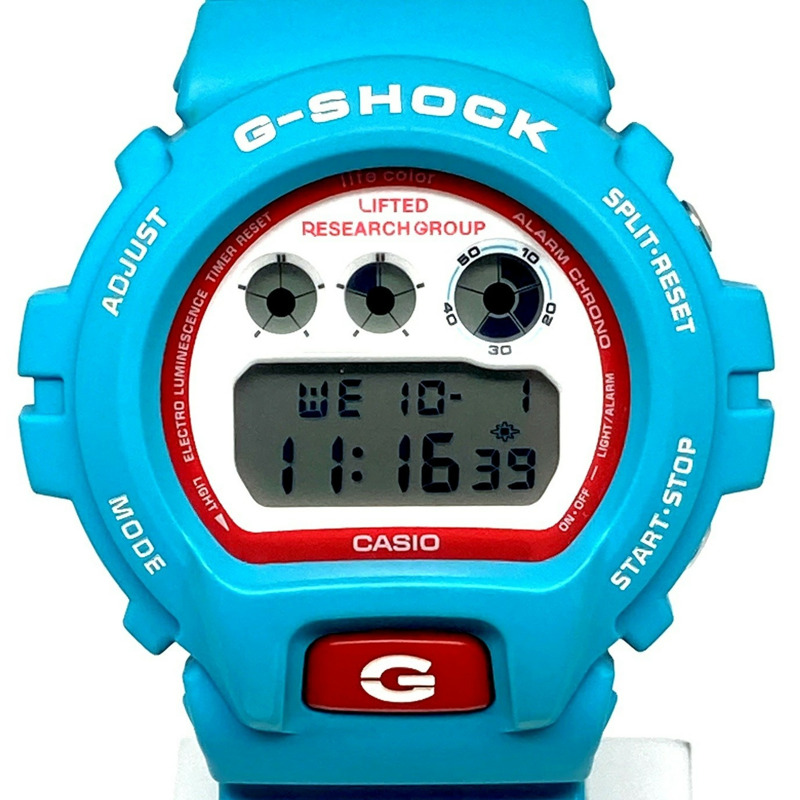 G-SHOCK CASIO DW-6900LRG-2A LRG 限量版合作款樹狀 EL 淺藍色腕錶。 LIFTED RESEARCH GROUP 三國丘店有售。 2009 年 2 月發售。-0