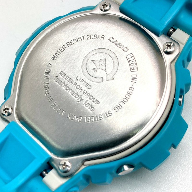 G-SHOCK CASIO DW-6900LRG-2A LRG 限量版合作款樹狀 EL 淺藍色腕錶。 LIFTED RESEARCH GROUP 三國丘店有售。 2009 年 2 月發售。-8