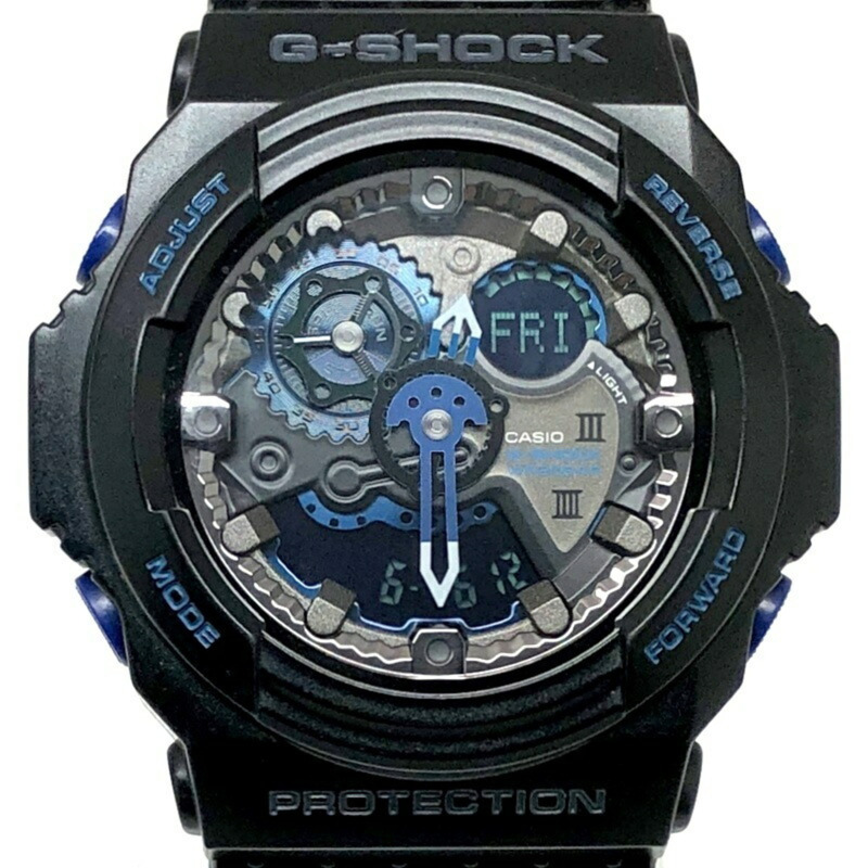 卡西歐 G-SHOCK GA-303B-1A 30週年紀念版藍色首字母腕錶，黑色錶盤，指針/數字雙顯，高亮度LED背光，2013年1月發售，海塚店，ITWN3LRC6QTK-0