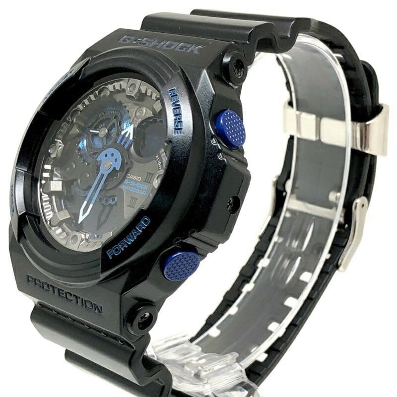 卡西歐 G-SHOCK GA-303B-1A 30週年紀念版藍色首字母腕錶，黑色錶盤，指針/數字雙顯，高亮度LED背光，2013年1月發售，海塚店，ITWN3LRC6QTK-2