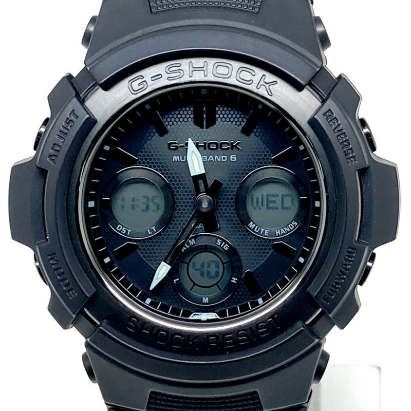 卡西歐 G-SHOCK AWG-M100SBB-1A 電波太陽能手錶，具備 Tough Solar 太陽能動力、六局電波接收、LED 照明、小巧尺寸、純黑色錶盤，2016 年 11 月發布，Mikunigaoka 商店，ITRLHVSTJB82-0
