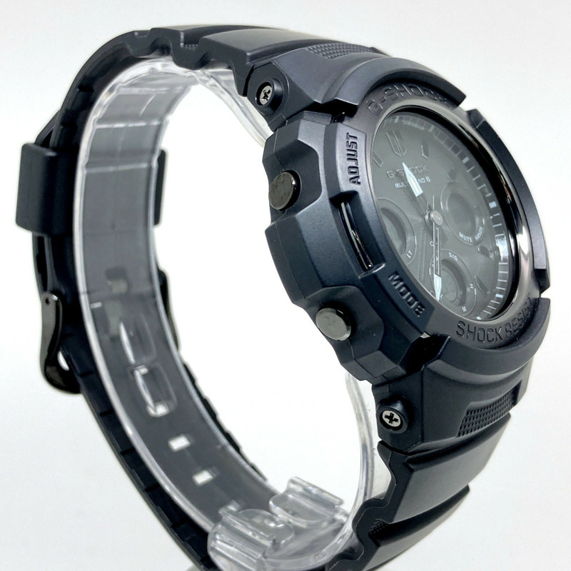 卡西歐 G-SHOCK AWG-M100SBB-1A 電波太陽能手錶，具備 Tough Solar 太陽能動力、六局電波接收、LED 照明、小巧尺寸、純黑色錶盤，2016 年 11 月發布，Mikunigaoka 商店，ITRLHVSTJB82-1