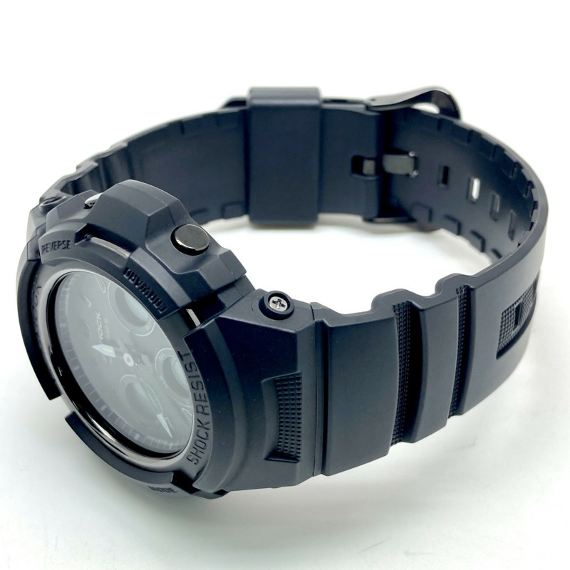 卡西歐 G-SHOCK AWG-M100SBB-1A 電波太陽能手錶，具備 Tough Solar 太陽能動力、六局電波接收、LED 照明、小巧尺寸、純黑色錶盤，2016 年 11 月發布，Mikunigaoka 商店，ITRLHVSTJB82-4