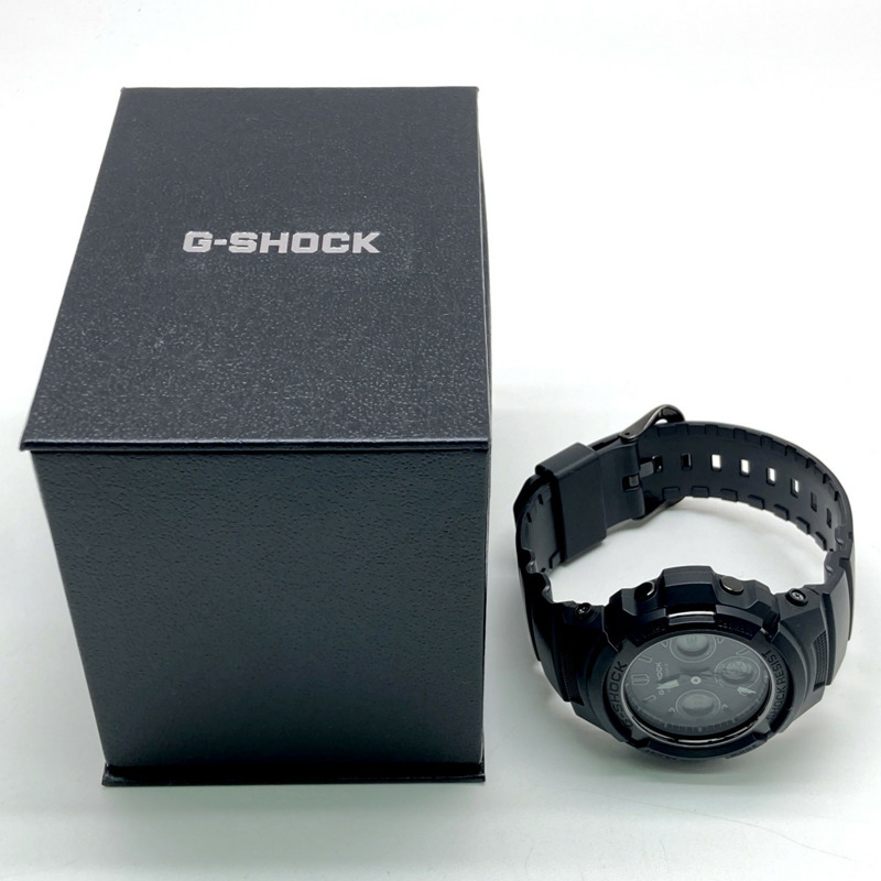 卡西歐 G-SHOCK AWG-M100SBB-1A 電波太陽能手錶，具備 Tough Solar 太陽能動力、六局電波接收、LED 照明、小巧尺寸、純黑色錶盤，2016 年 11 月發布，Mikunigaoka 商店，ITRLHVSTJB82-9