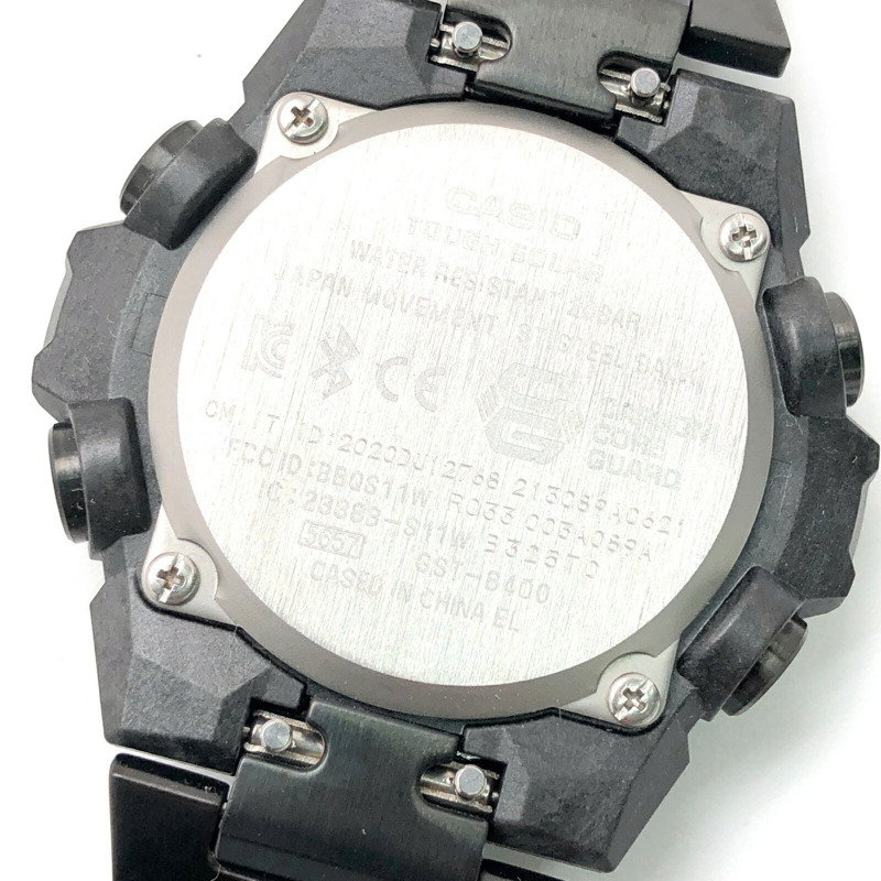 Casio G-SHOCK GST-B400BD-1A2 G-STEEL 腕錶，配備 Tough Solar 太陽能動力、藍牙、手機連接、雙 LED 照明、碳纖維核心防護結構、金屬錶圈和錶帶，黑色/藍色指針/數位雙顯，2021 年 5 月發布，Mikunigaoka 商店-7