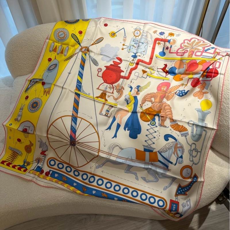HERMES 雙人下午茶絲巾 全新品-0
